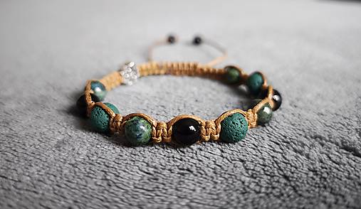 Náramky - Pletený ruženec na ruku shamballa zelený - 18047653_