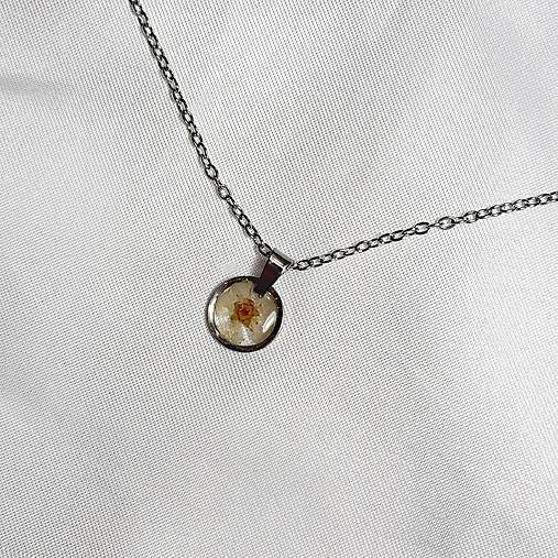 Minimalistický náhrdelník s drobným kvietkom (Strieborná s béžovým kvetom)