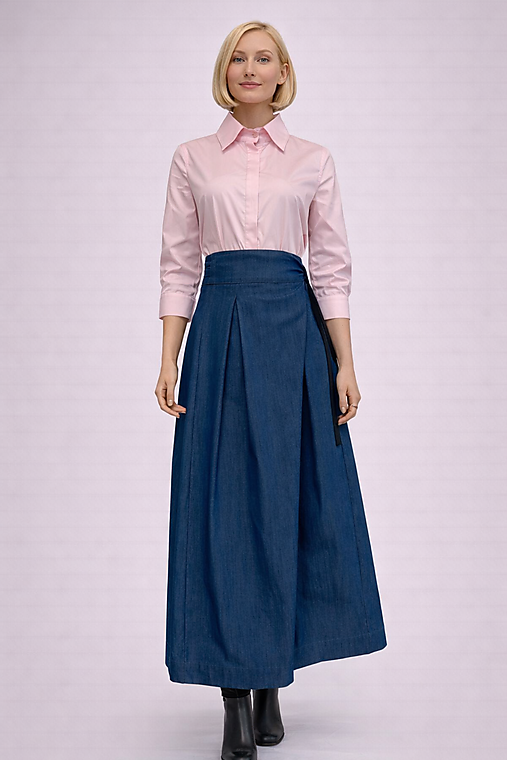 Nohavice - Denimové zavinovacie nohavice - 18050842_