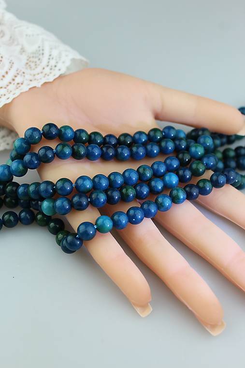 Minerály - apatit korálky 8mm - polšnúra, VÝPREDAJ! - 18050569_