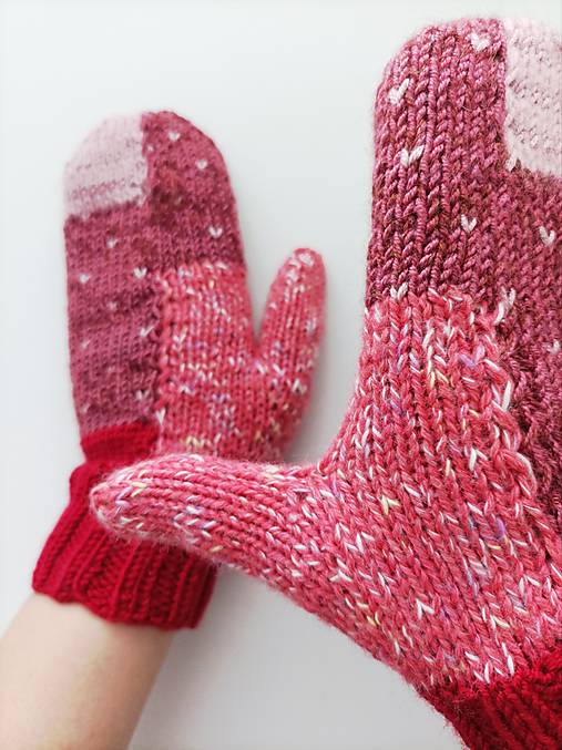 Rukavice - Červené palčiaky mramorové - 18051509_