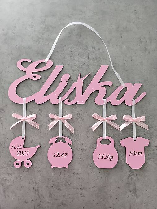 Tabuľky - Darček pre dieťa Meno s údajmi dieťa o narodení - 18051869_