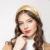 Ozdoby do vlasov - Spoločenský klobúčik s drapovaným hodvábom v retro štýle, elegantná široká čelenka z hodvábu na svadbu, príležitosti - 18051332_