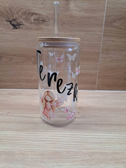 Personalizovaný sklenený pohár s bambusovým viečkom