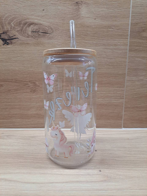 Personalizovaný sklenený pohár s bambusovým viečkom