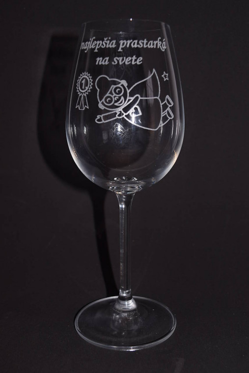 Nádoby - Gravírovaný pohár na víno – Najlepšia prastarka na svete - 18051772_