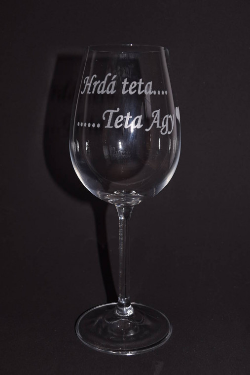 Nádoby - Gravírovaný pohár na víno – Hrdá teta - 18051775_