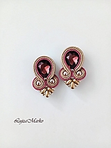Náušnice - Katalina soutache náušnice (Hnedá + burgundy) - 18052340_