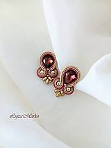 Náušnice - Katalina soutache náušnice (Hnedá + burgundy) - 18052341_