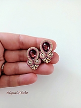 Náušnice - Katalina soutache náušnice (Hnedá + burgundy) - 18052342_