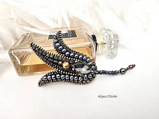 Brošne - Smaragdový kvet (Šedá) - 18052319_