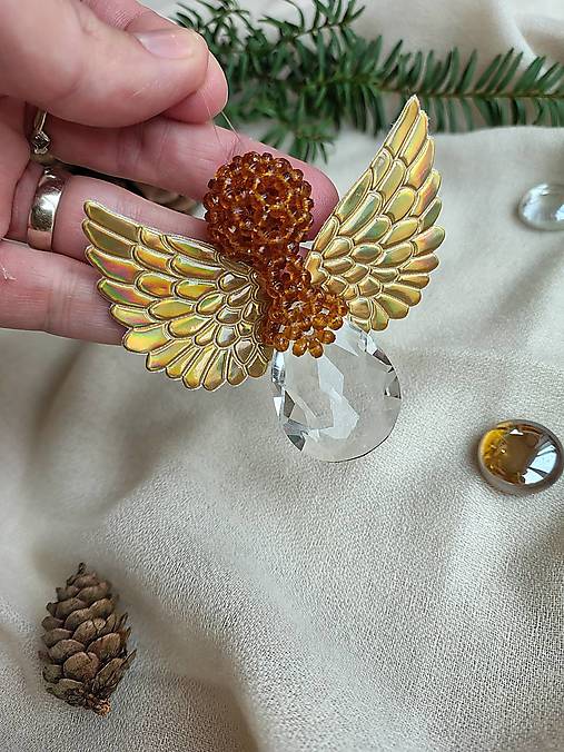 Dekorácie - Anjelik - posol svetla (Zlatá) - 18052891_