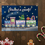 Papiernictvo - Vláčik so svetielkami - vianočná pohľadnica - 18052955_