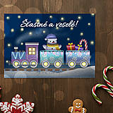 Papiernictvo - Vláčik so svetielkami - vianočná pohľadnica - 18052956_