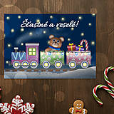 Papiernictvo - Vláčik so svetielkami - vianočná pohľadnica - 18052957_