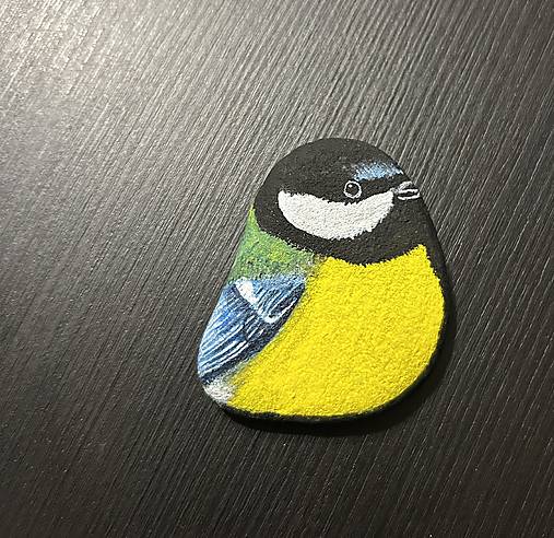 Obrazy - Sýkorka - maľovaný kameň - 18054672_