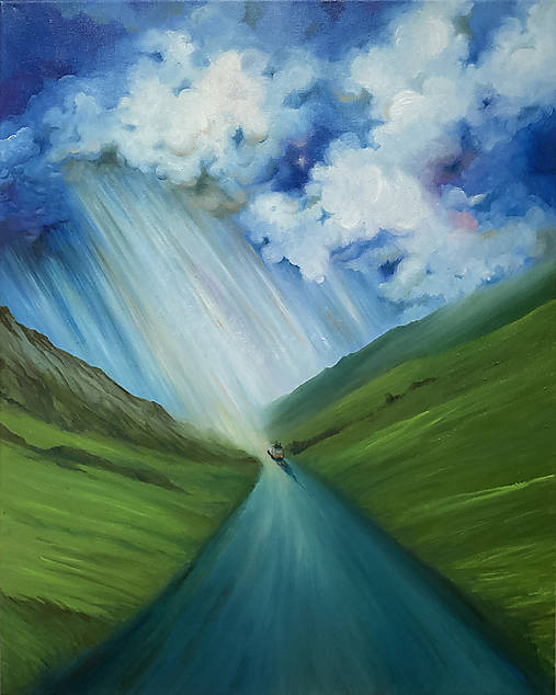 Obrazy - Lovec búrok, olejomaľba - 18054152_