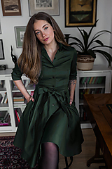 Šaty - Košilové šaty SARA,khaki zelené - 18055230_