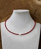 Náhrdelníky - Náhrdelník choker s perlou - spinel - 18055003_