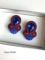 Náušnice - Katalina soutache náušnice (Modrá + bordó) - 18056171_