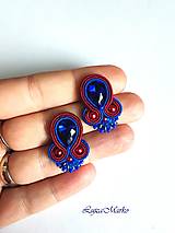 Náušnice - Katalina soutache náušnice (Modrá + bordó) - 18056172_