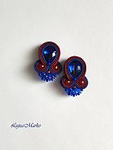 Náušnice - Katalina soutache náušnice (Modrá + bordó) - 18056174_