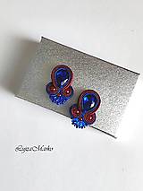 Náušnice - Katalina soutache náušnice (Modrá + bordó) - 18056175_