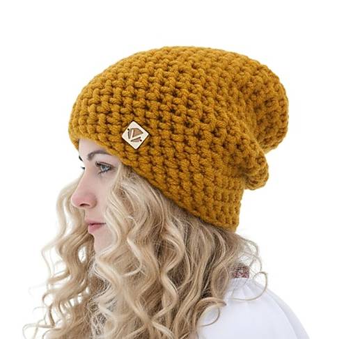 Čiapky, čelenky, klobúky - Čarovná zima - ručne háčkovaná čiapka bez žmolkov (Horčicová) - 18058428_