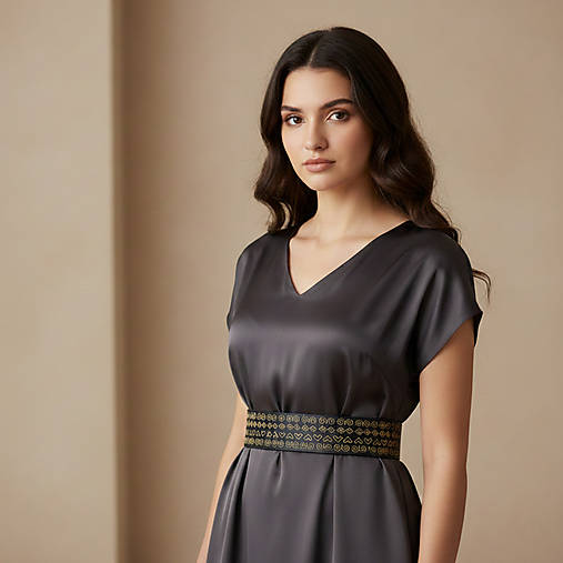 Opasky - Elegantný vyšívaný opasok s čičmianskym motívom - zlatý - 18058195_