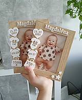 Rámiky - Personalizovaný fotorámik s mierami dieťatka (Béžová) - 18058753_