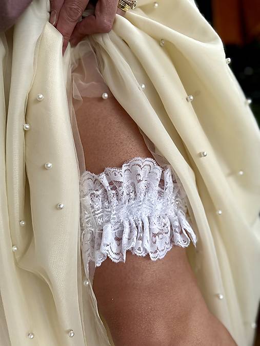 Spodná bielizeň - Svadobný podväzok S,M - 18060921_