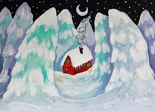 Obrazy - Originál ilustrácia Tichá noc - 18060962_