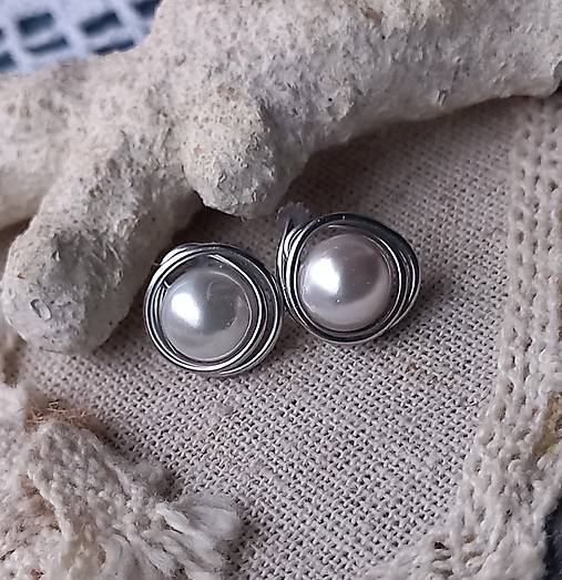 Náušnice - Perleť chirurgická oceľ - 18060960_