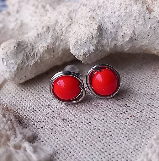 Náušnice - Koral chirurgická oceľ - 18060967_