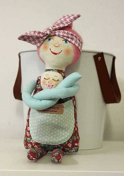 Hračky - mamka Mara  / zeleno ružová - 18061083_