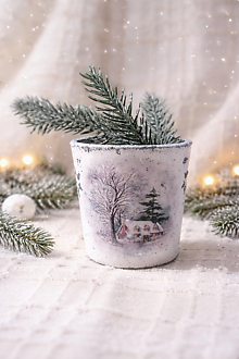 Svietidlá - svietnik zimná krajinka- darček k objednávke nad 45e - 18061151_