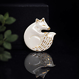 - Líška biela - porcelánová brošňa - 18061777_