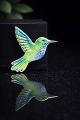  - Porcelánová brošňa Kolibrík – ručne maľovaný originál - 18061832_