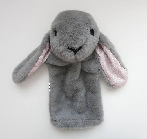 Maňuška zajko huňatý - Sivý s ružovými uškami