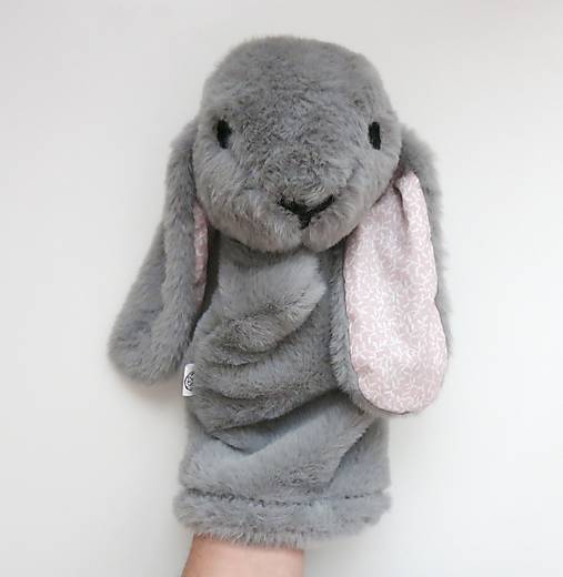 Maňuška zajko huňatý - Sivý s ružovými uškami