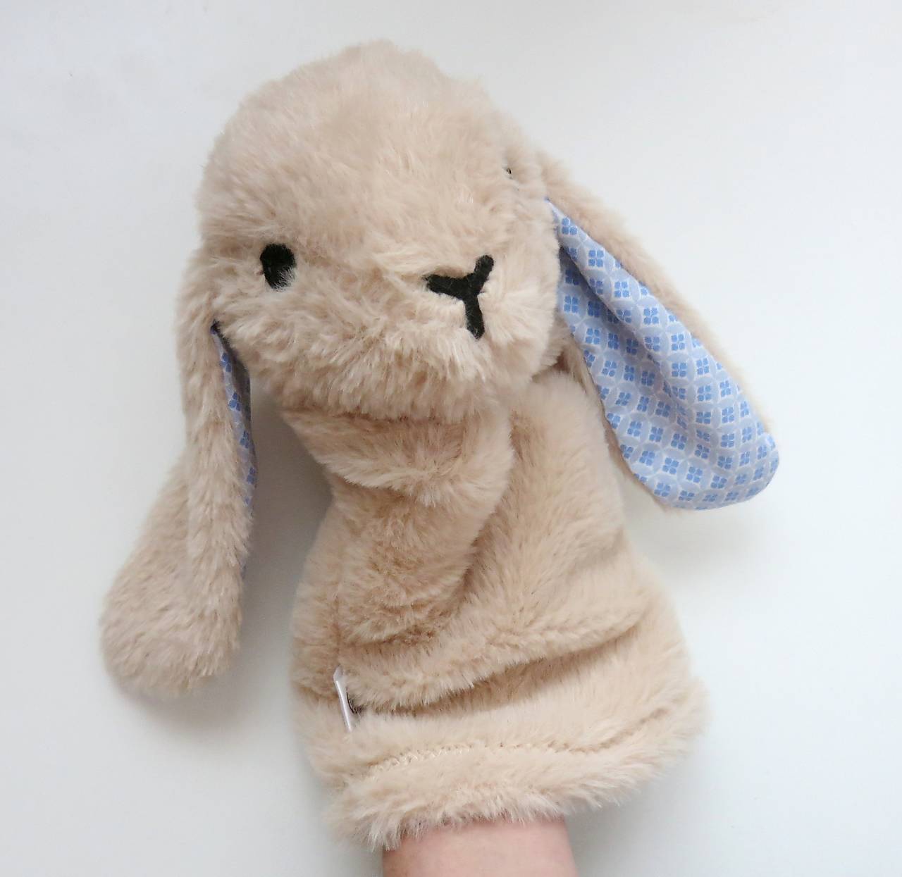 Maňuška zajko huňatý - Béžový s modrými uškami