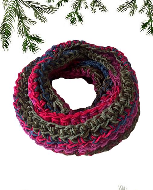 Šály a nákrčníky - LESNÝ SÚZVUK - háčkovaný nákrčník melírovaný - 18064615_