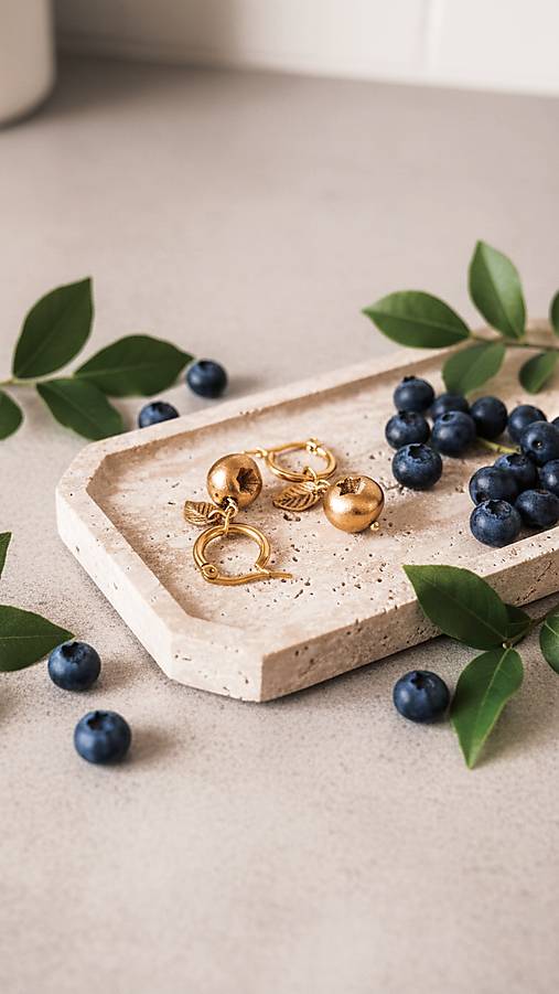 Náušnice zlaté čučoriedky