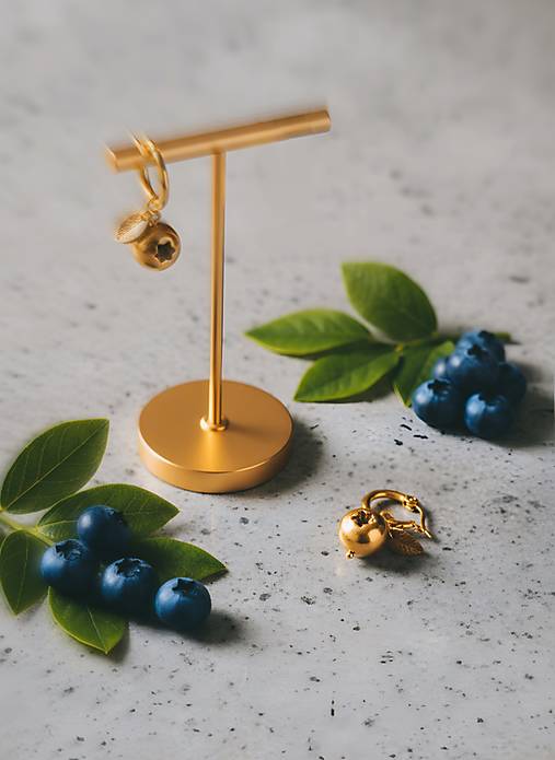 Náušnice zlaté čučoriedky