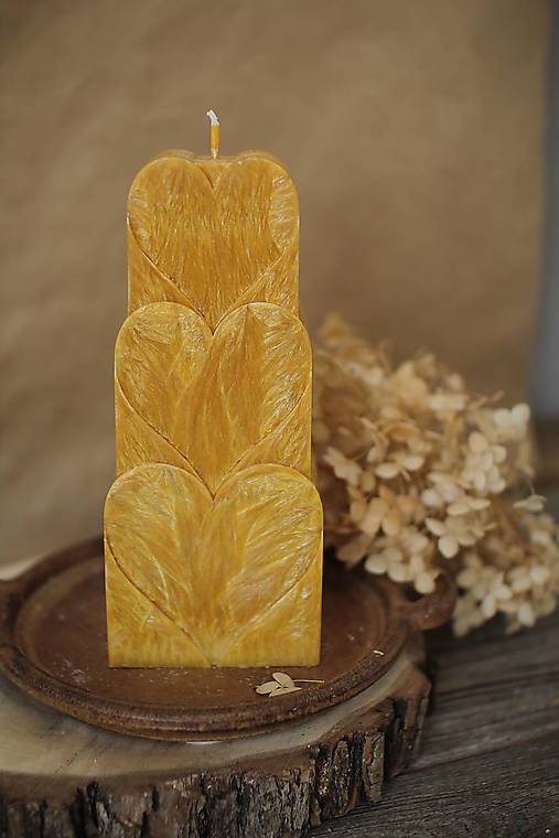 Sviečky - Sviečka zo 100% palmového vosku - Trojité SRDCE - 18065536_