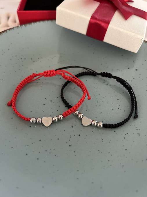 Náramky - Pletené náramky so srdiečkom  - 18066036_