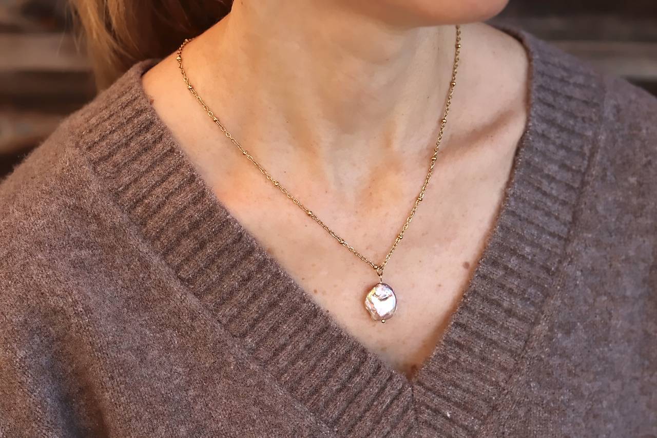 Náhrdelník - retiazka s barokovou perla