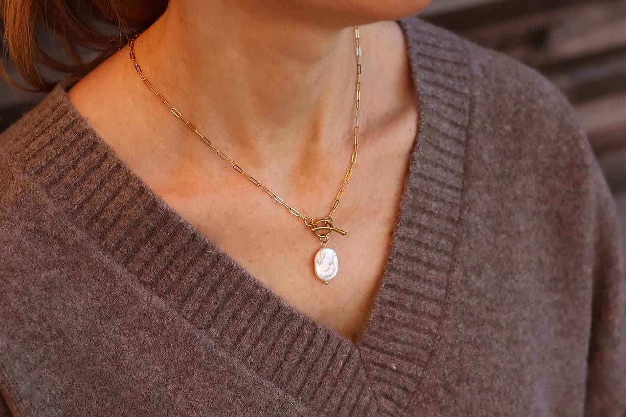 Náhrdelník -retiazka Keshi perla