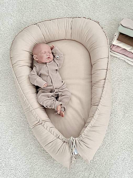 Detský textil - Hniezdo pre bábätko – latte - 18066569_