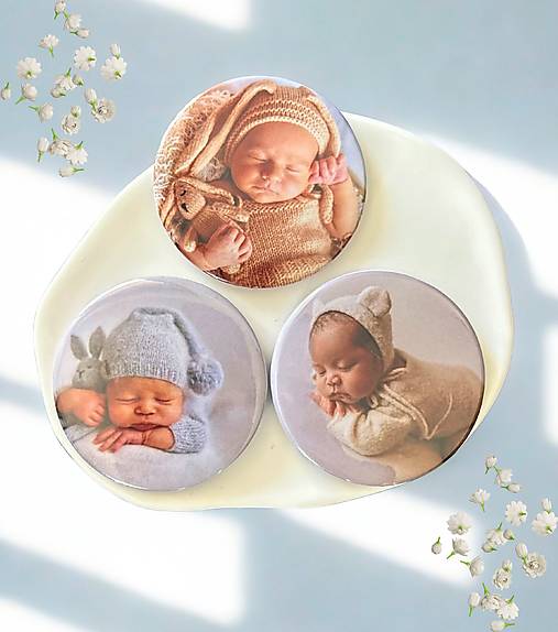 Magnetky - Magnetky s fotkou bábätka (sada 3ks), perosnalizované - 18066817_